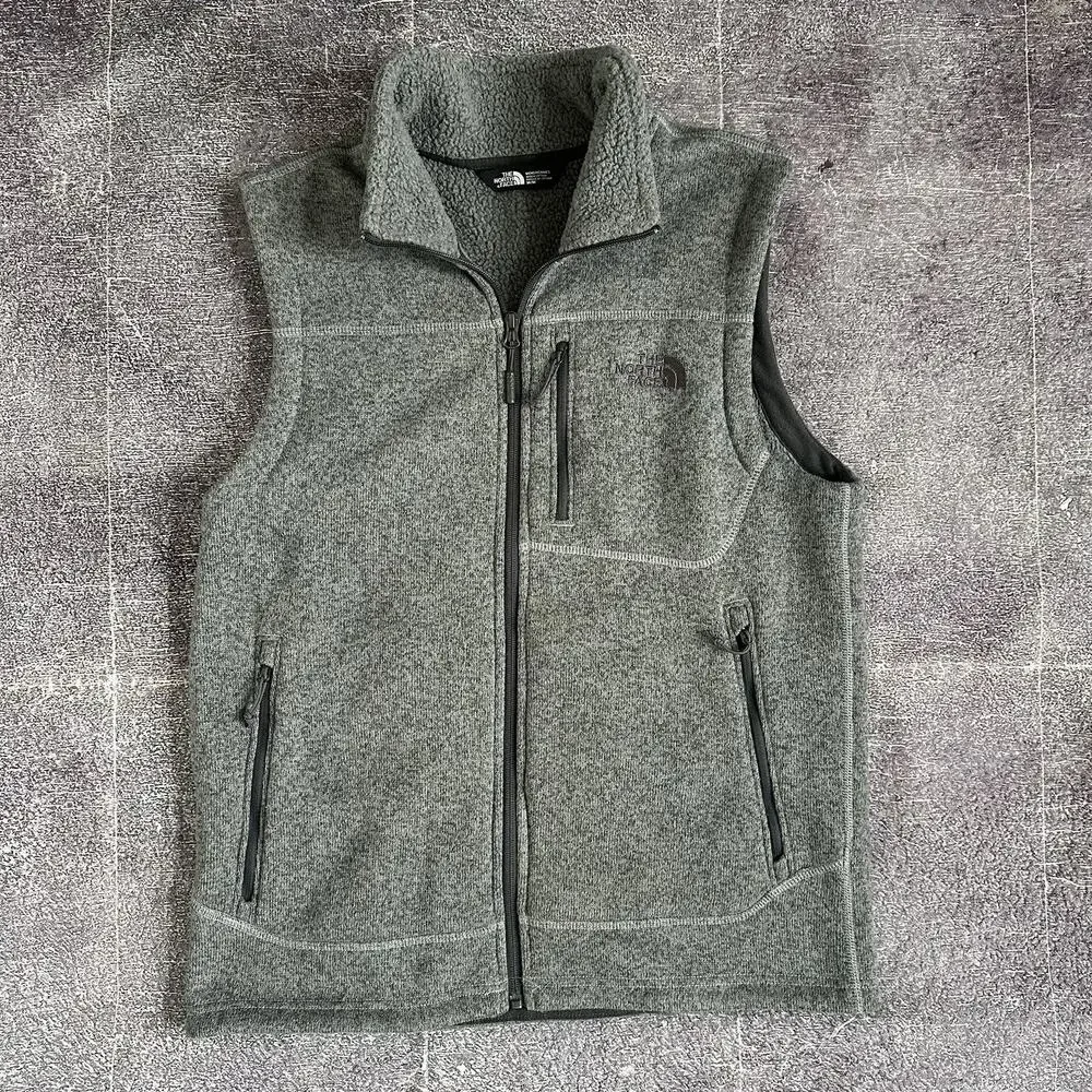 Men's The North Face Heather Gray Gordon Lyons Zip Up Fleece Vest Jacket Sz M